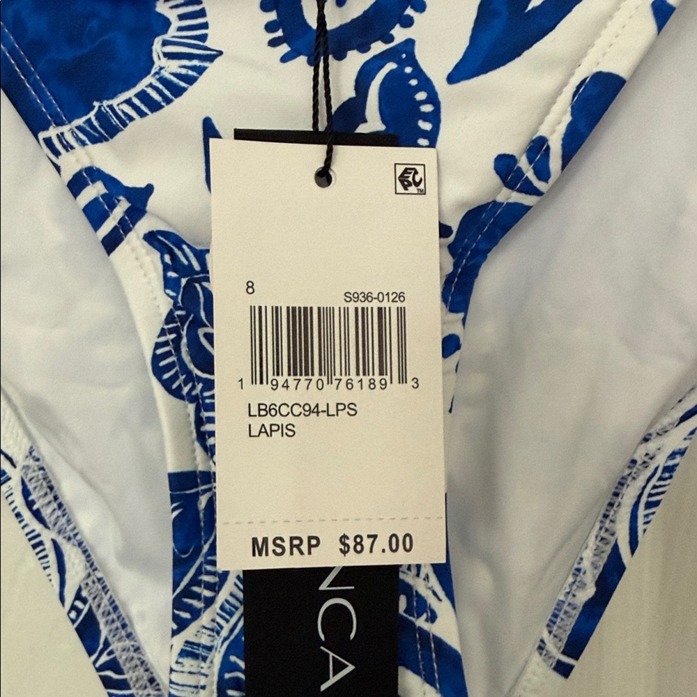 La Blanca Blue and White Floral Tie-Side Bikini Bottoms - Picture 3 of 10